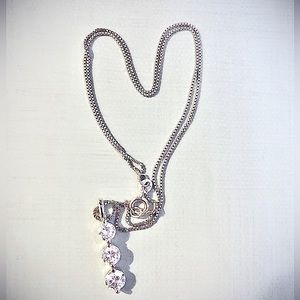 Sterling silver three stone(CZ) necklace